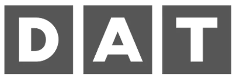 Three gray squares, each containing a bold black letter: D in the first square, A in the second, and T in the third.