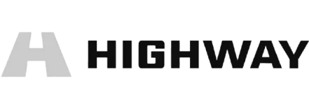Logo with a stylized gray H graphic on the left and the word HIGHWAY in bold, black uppercase letters to the right.